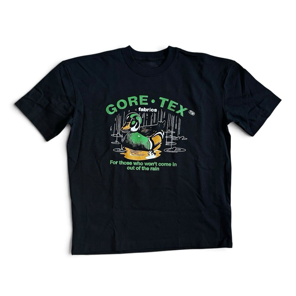 90s Y2K Gore-Tex Fabrics Duck Rain END Label Promo T-Shirt Black L
